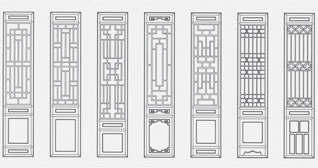 广陵常用中式仿古花窗图案隔断设计图