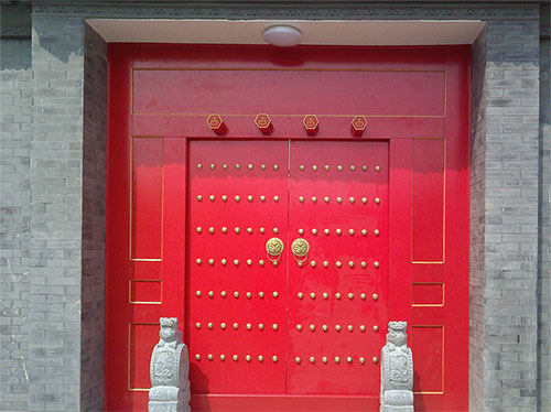 广陵中国传统四合院系列朱红色中式木制大门木作